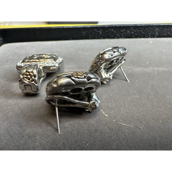 two tone Rhinestone, Paved, Magnetic Clasp, pendant & With Matching Earrings Set - Picture 8 of 15